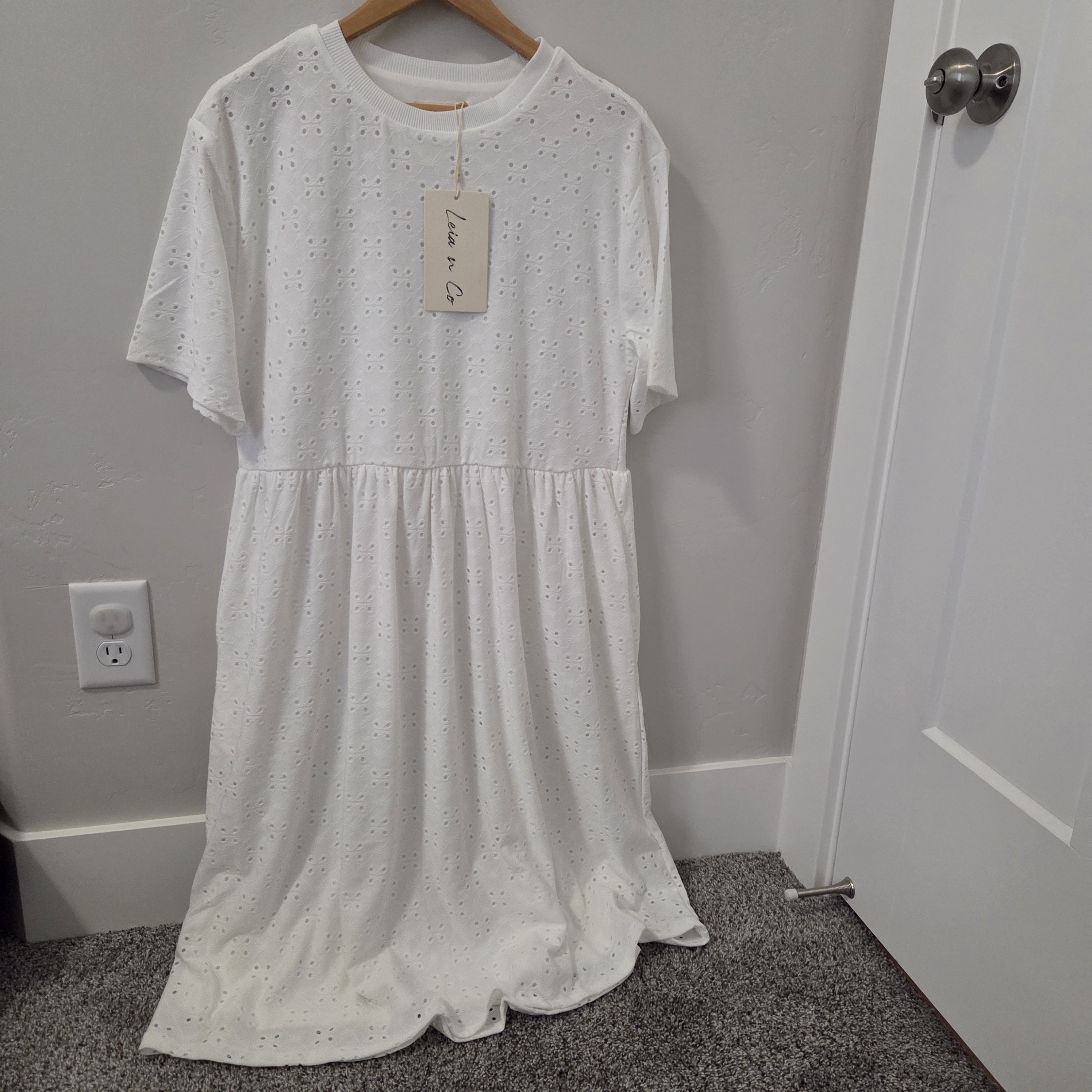 White Eyelet Skater Dress M Nwt
